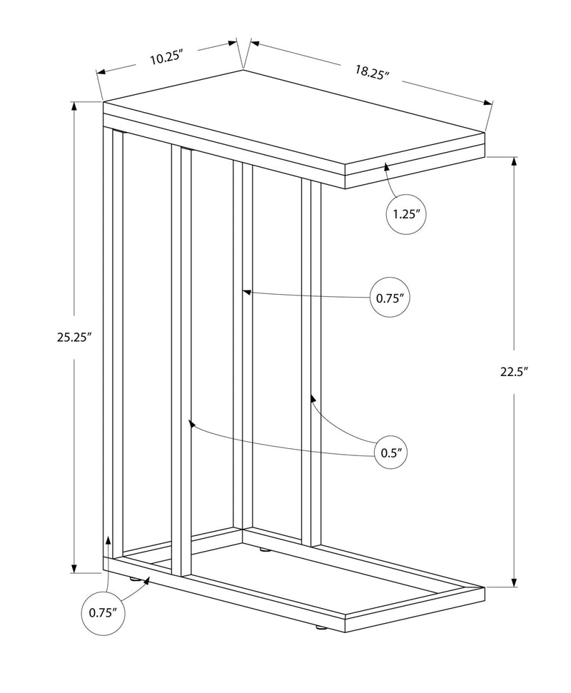 Accent Table - Cappuccino With Chrome Metal - I 3007