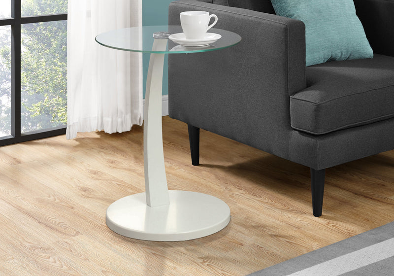 Accent Table - White Bentwood With Tempered Glass - I 3017