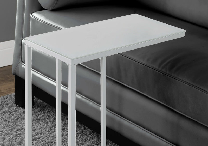 Accent Table - White Metal With Frosted Tempered Glass - I 3037