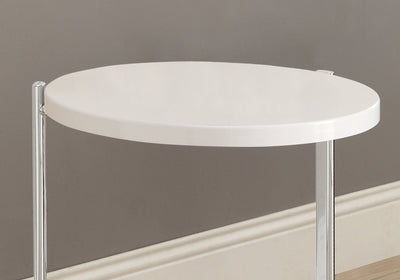 Accent Table - Glossy White / Chrome Metal - I 3056