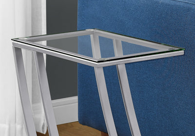 Accent Table - Silver Metal With Tempered Glass - I 3090