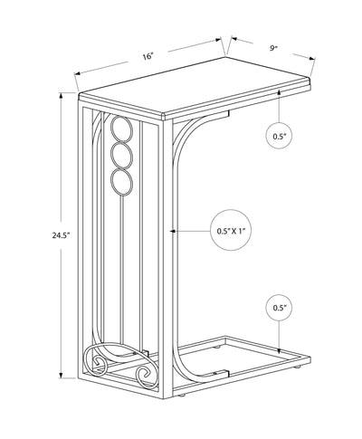 Accent Table - Black Top / Silver Metal - I 3137