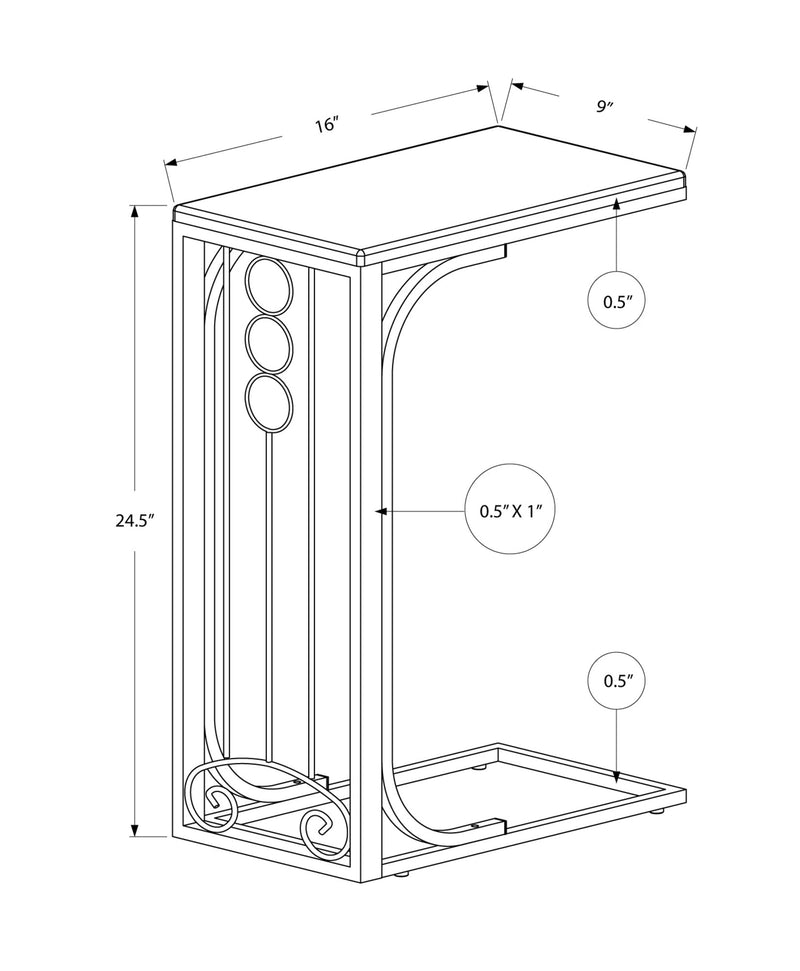 Accent Table - Black Top / Silver Metal - I 3137