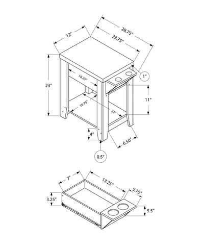 Accent Table - 23"H / Dark Taupe With A Glass Holder - I 3198