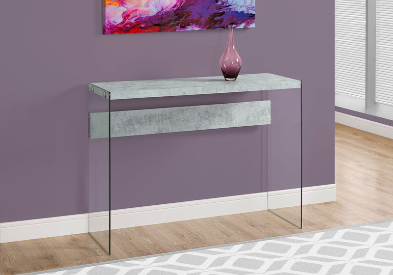 Accent Table - 44"L / Grey Cement / Tempered Glass - I 3232