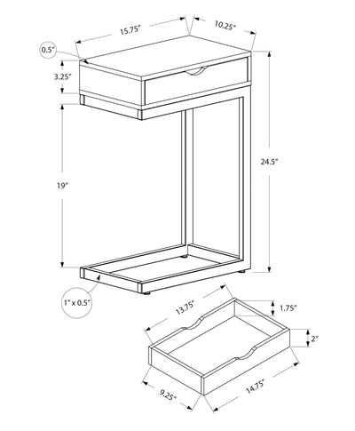 Accent Table - Cappuccino / Gold Metal With A Drawer - I 3236