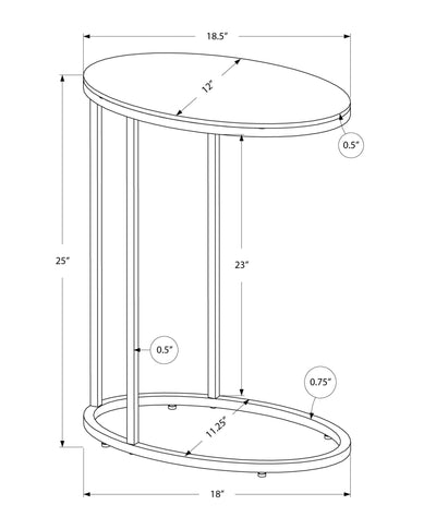 Accent Table - Oval / Glossy White With Chrome Metal - I 3246