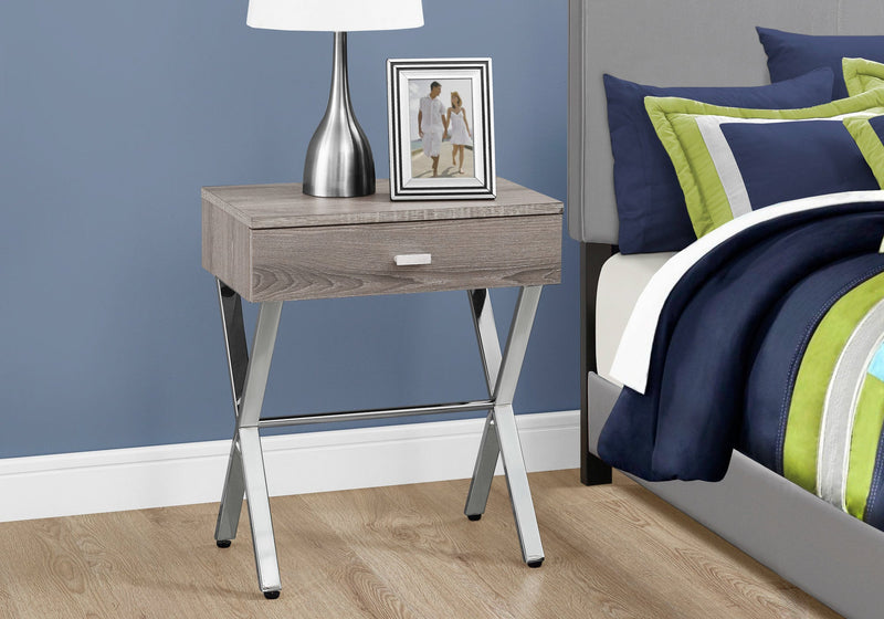 Accent Table - 24"H / Dark Taupe / Chrome Metal - I 3263