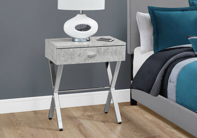 Accent Table - 24"H / Grey Cement / Chrome Metal - I 3264