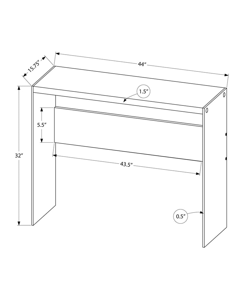 Accent Table - 44"L / Glossy White / Tempered Glass - I 3288