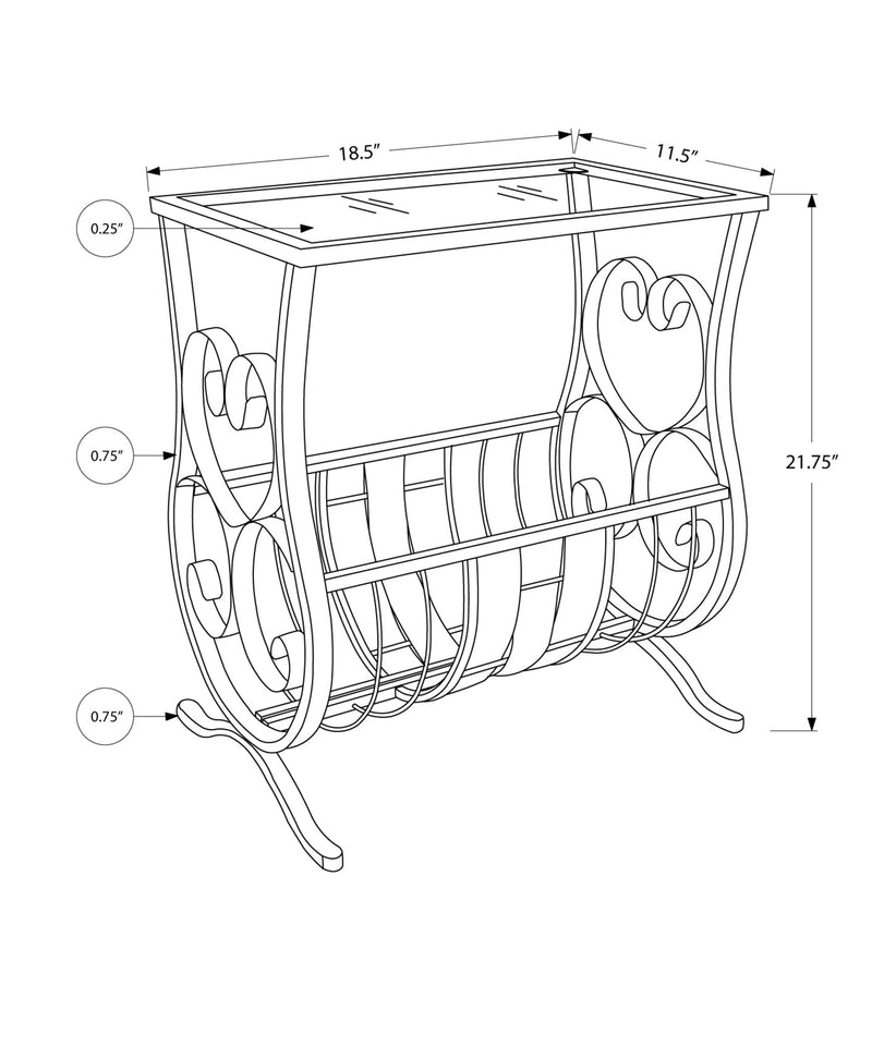 Accent Table - Satin Black Metal With Tempered Glass - I 3314