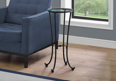 Accent Table - Hammered Black Metal With Tempered Glass - I 3332