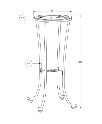 Accent Table - Hammered Black Metal With Tempered Glass - I 3332