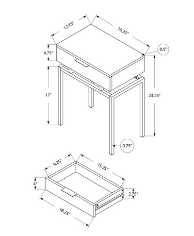 Accent Table - 24"H / Dark Taupe / Chrome Metal - I 3465