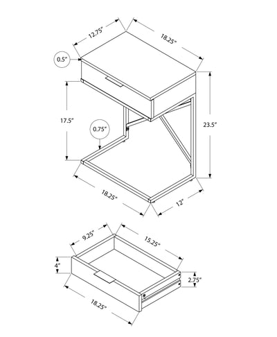 Accent Table - 24"H / Grey / Chrome Metal - I 3474