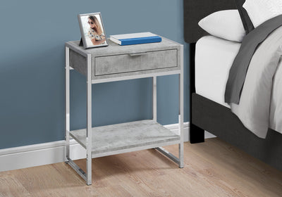 Accent Table - 24"H / Grey Cement / Chrome Metal - I 3481