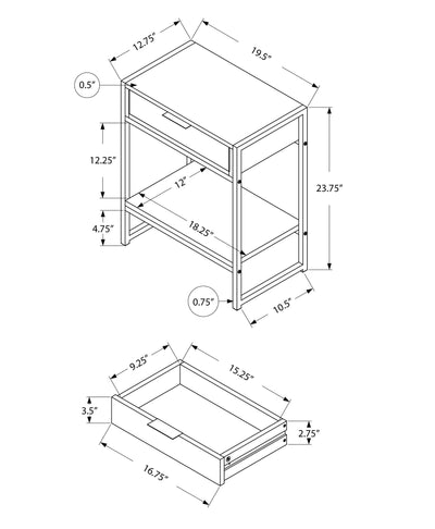 Accent Table - 24"H / Grey Cement / Chrome Metal - I 3481