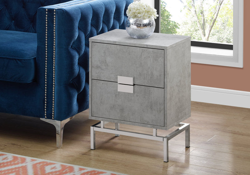 Accent Table - 24"H / Grey Cement / Chrome Metal - I 3491