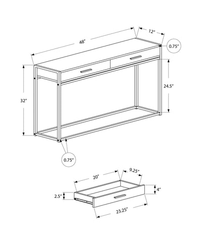 Accent Table - 48"L / Dark Taupe / Black Hall Console - I 3511