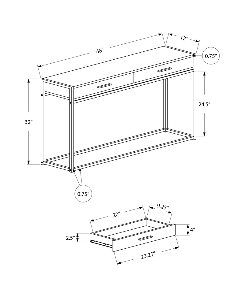 Accent Table - 48"L / Dark Taupe / Black Hall Console - I 3511