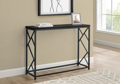 Accent Table - 44"L / Espresso / Black Metal Hall Console - I 3534