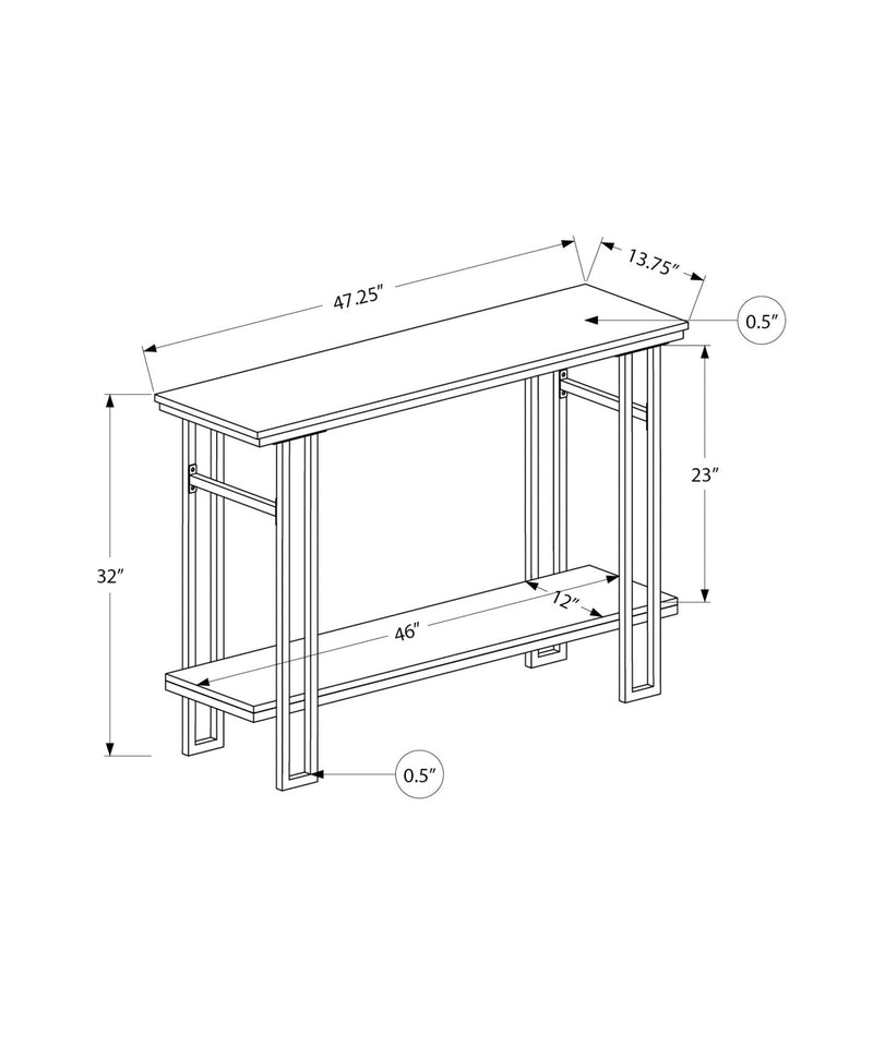 Accent Table - 48"L / Grey / Black Metal Hall Console - I 3576