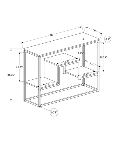 Accent Table - 48"L / Espresso / Black Metal Hall Console - I 3582