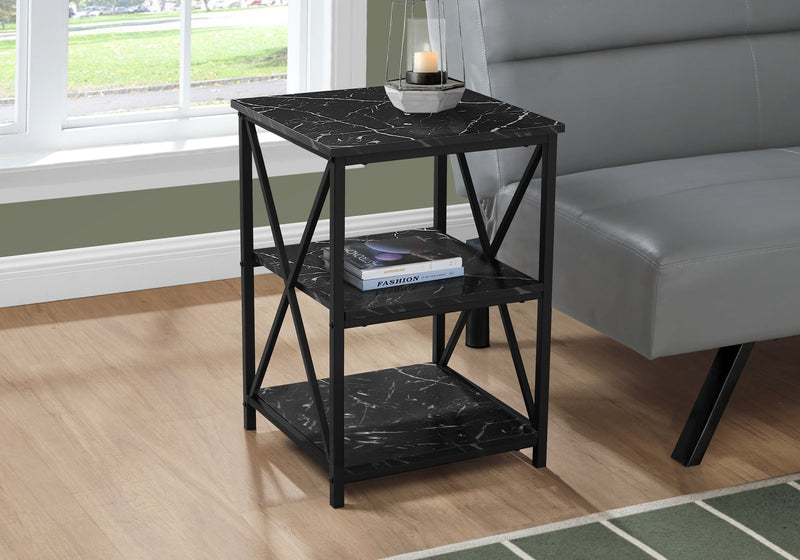 Accent Table - 26"H / Black Marble / Black Metal - I 3595