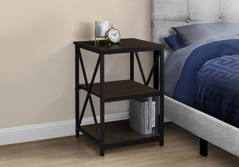 Accent Table - 26"H / Espresso / Black Metal - I 3598