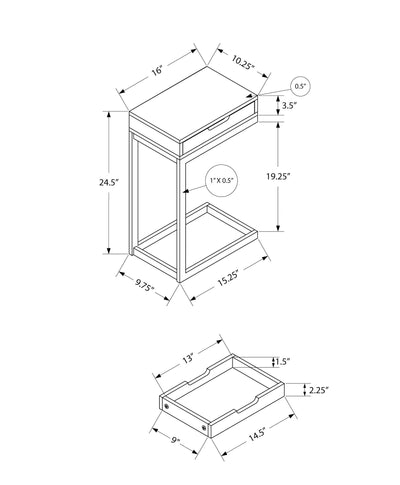 Accent Table - Black / Black Metal With A Drawer - I 3600