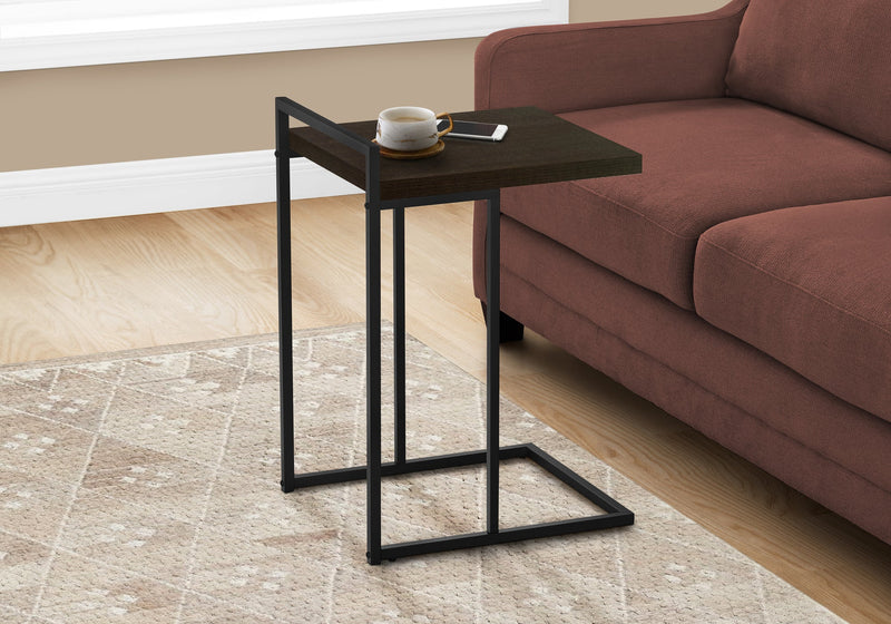 Accent Table - 25"H / Espresso / Black Metal - I 3635