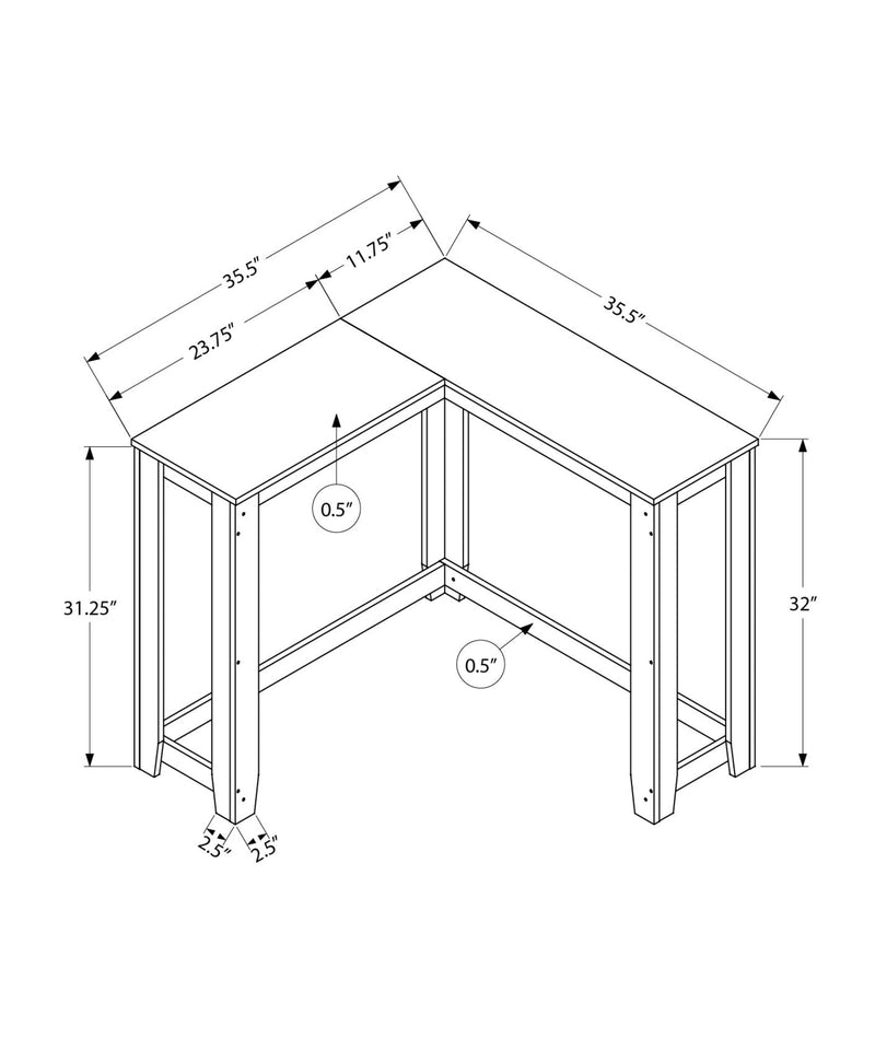 Accent Table - 36" / White Corner Console - I 3656