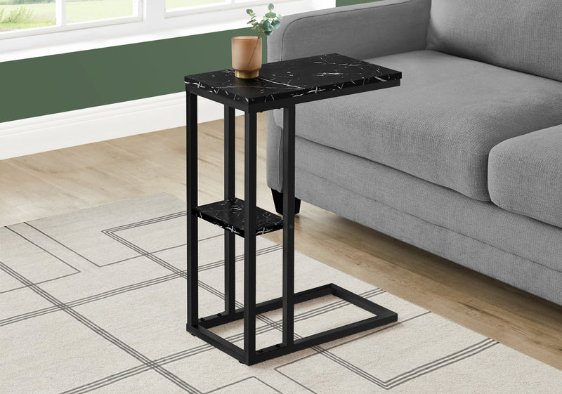 Accent Table - 25"H / Black Marble / Black Metal - I 3674