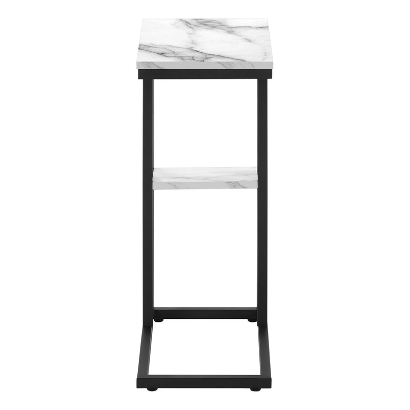 Accent Table - 25"H / White Marble / Black Metal - I 3675