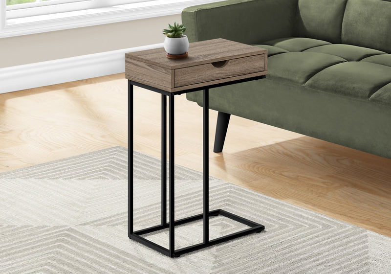 Accent Table - 25"H / Dark Taupe / Black Metal - I 3771