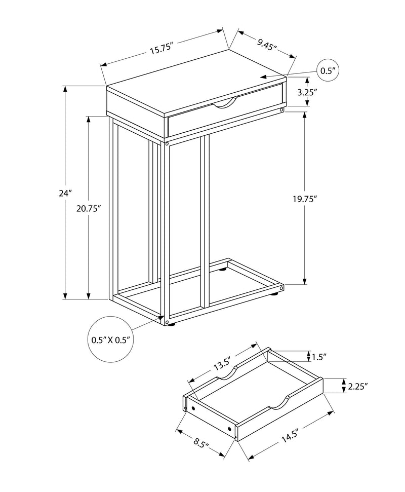 Accent Table - 25"H / White Marble / Silver Metal - I 3772