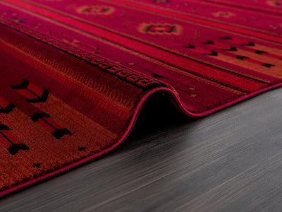 Afghan Powerloomed Red Black Rug Baluchi -