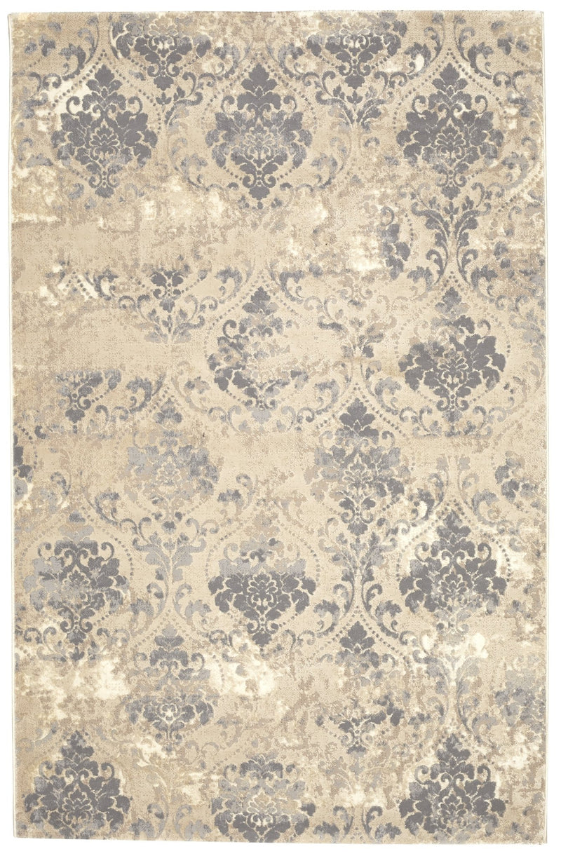 Beige Dark Grey Textured Traditional Rug - VI-ARI-58-4525A-BGEDGRY