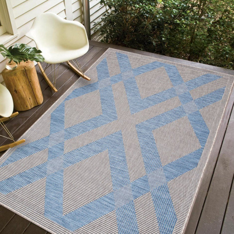 Carnival Indoor-Outdoor Polypropylene Light Grey Blue Rug - VI-CAR-35-2005-GRYBLU