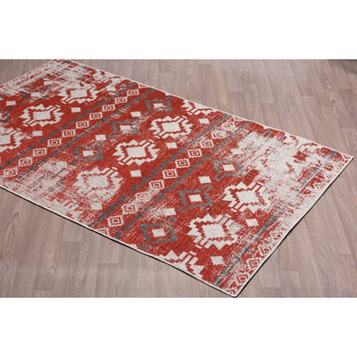 Carnival Indoor-Outdoor Polypropylene Light Grey Red Rug - VI-CAR-35-2006-RED