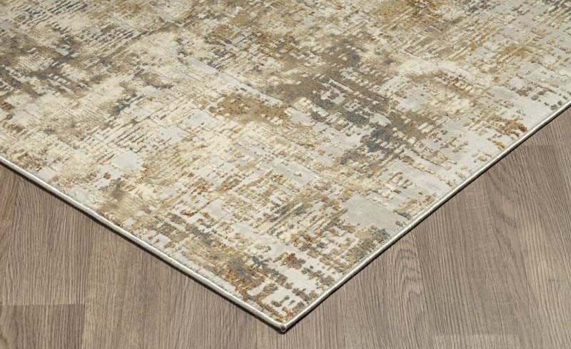 Muted Grey Ivory Distressed Striped Abstract Rug - VI-CHA-46-1002