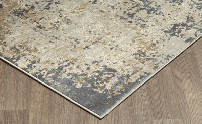 Muted Grey Ivory Medallion Distressed Rug - VI-CHA-46-1003