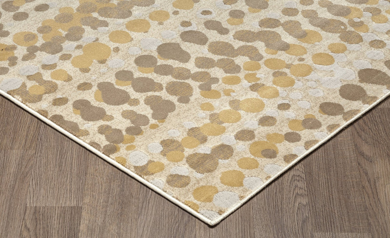 Muted Grey Ivory Dots Abstract Rug - VI-CHA-46-1005