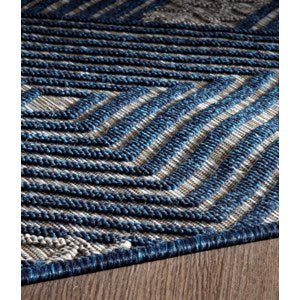 Modern Geometric Diamond Polypropylene Navy Grey Outdoor Rug - VI-ODE-35-1607-NVYLGRY