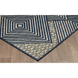 Modern Geometric Diamond Polypropylene Navy Grey Outdoor Rug - VI-ODE-35-1607-NVYLGRY