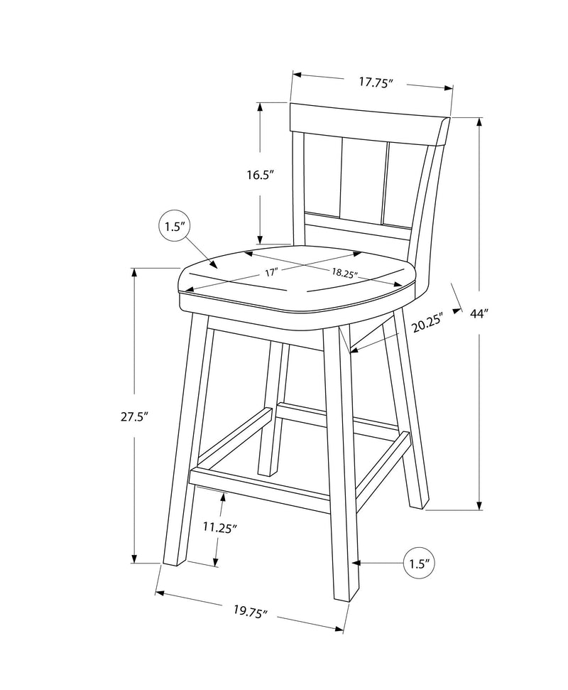 Barstool - 2Pcs / 44"H / Espresso / Swivel Bar Height - I 1230