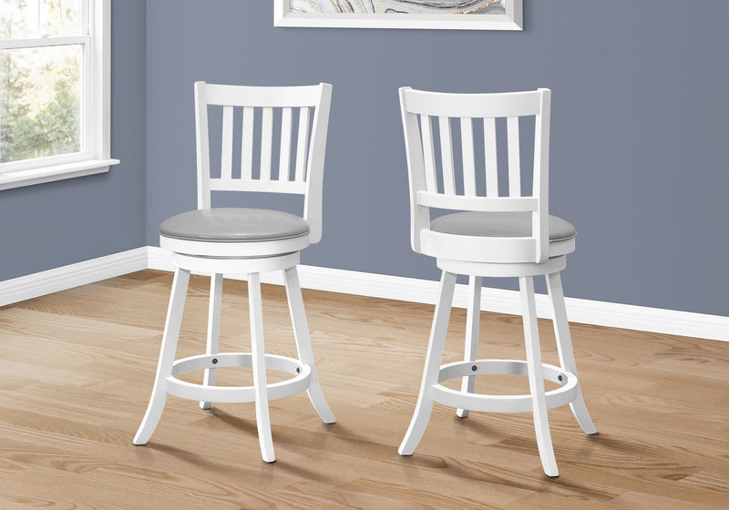 Barstool - 2Pcs / 39"H / White / Swivel Counter Height - I 1239