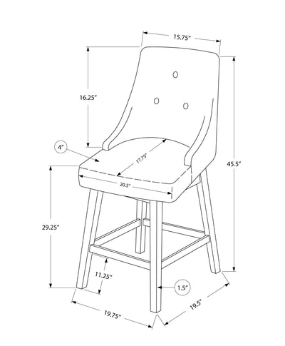 Barstool - 2Pcs / 46"H / Black Leather-Look / Swivel - I 1242