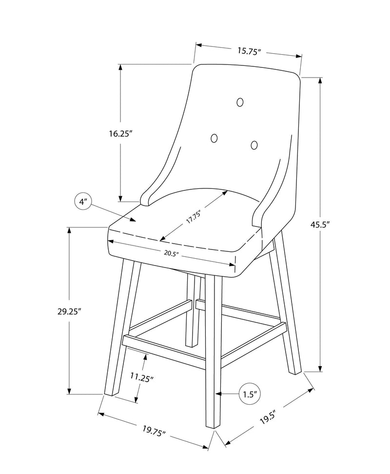 Barstool - 2Pcs / 46"H / Black Leather-Look / Swivel - I 1242