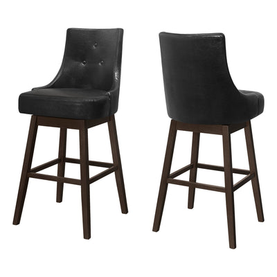 Barstool - 2Pcs / 46"H / Black Leather-Look / Swivel - I 1242